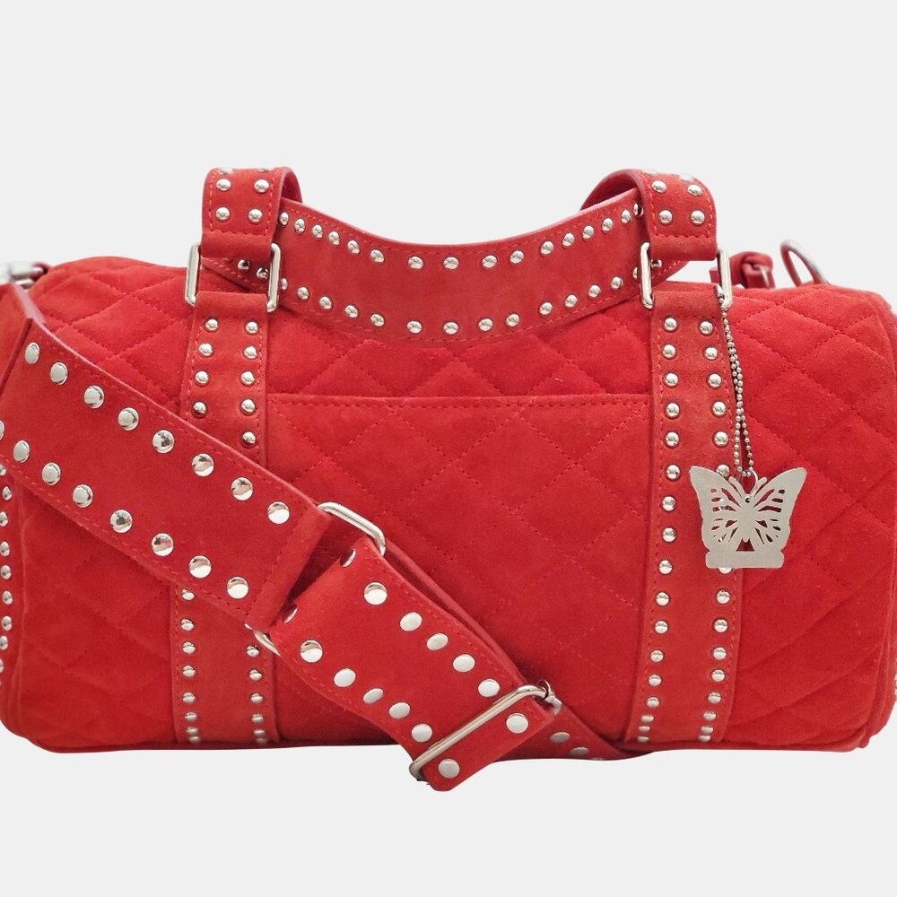 Suede Shoulder or Crossbody Barrel Bag by Chenet L'rence